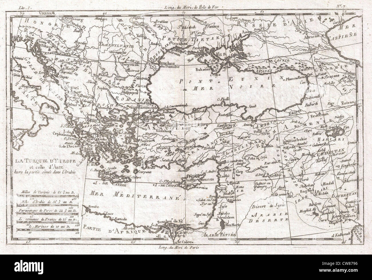 1780 Raynal und Bonne Karte von Türkei in Europa und Asien Stockfoto