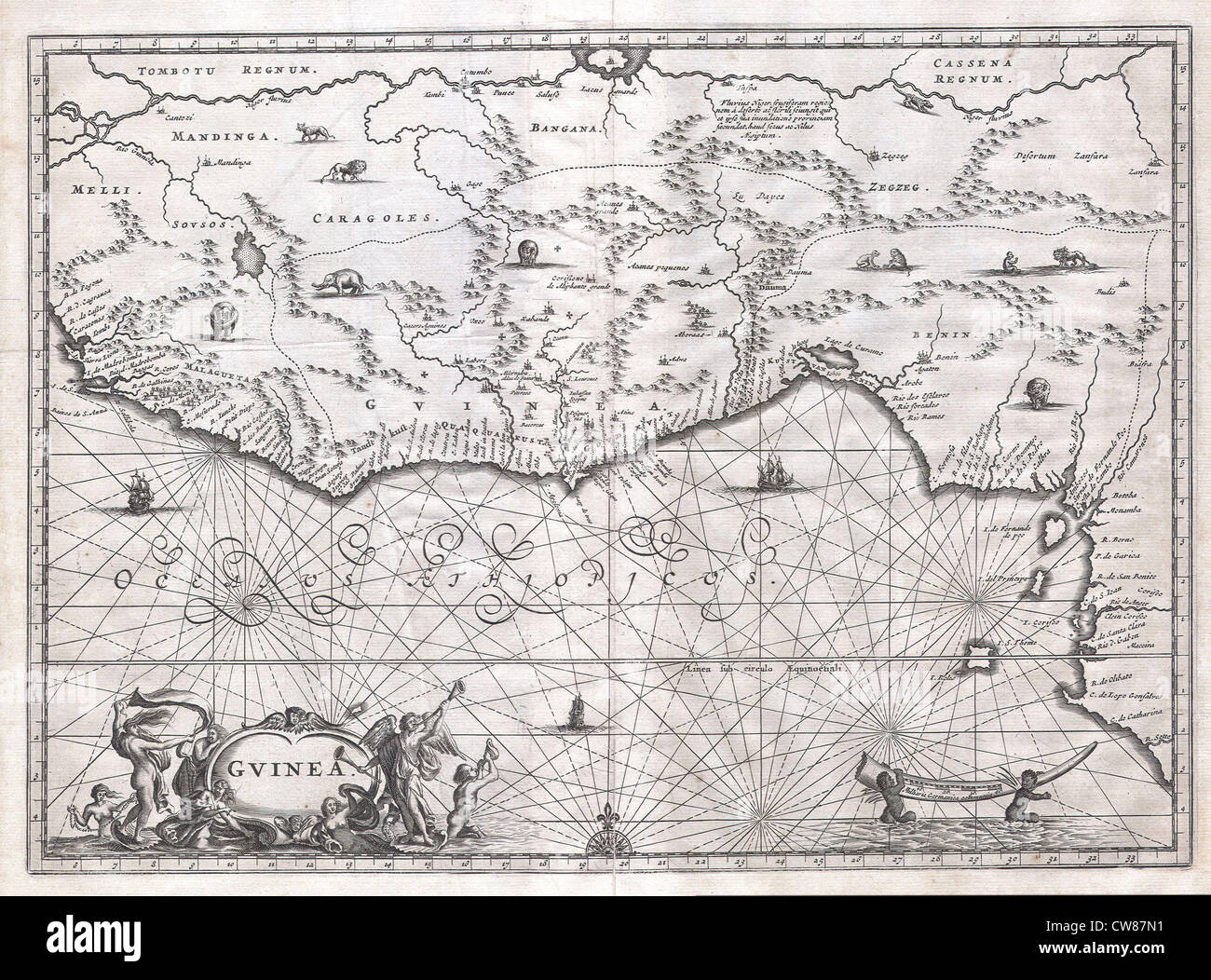 1670 Ogilby Karte von Westafrika (Gold Coast, Sklaven, Elfenbein Küste) Stockfoto