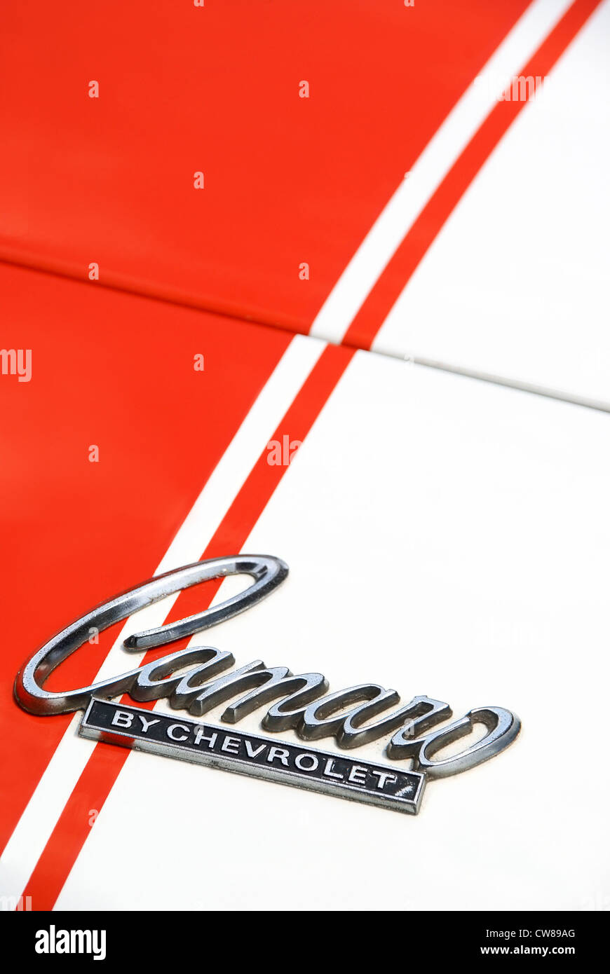 Oldtimer Chevrolet Camaro, Detail von der Haube Stockfoto