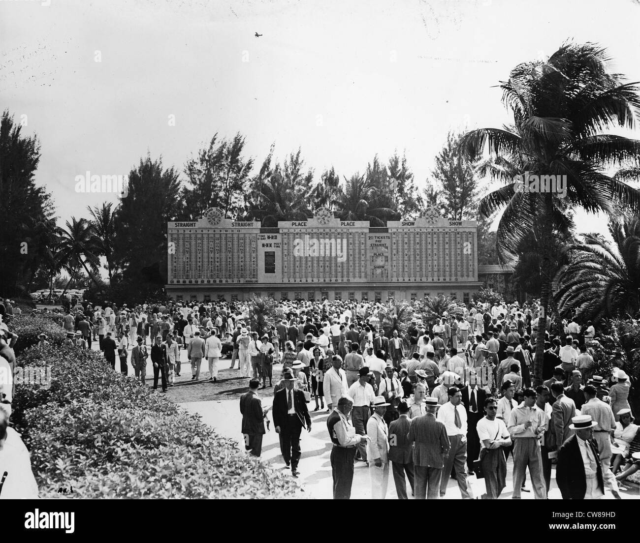 Zählwerk Anzeigetafel, Hialeah Racetrack, Florida, 1942 Stockfoto