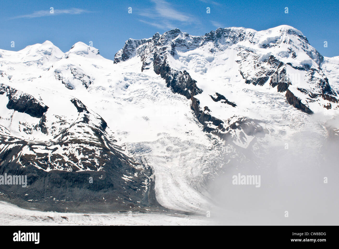 Peak Gornergrat, Schweiz. Monte-Rosa-massiv vom Gornergrat aus. Stockfoto