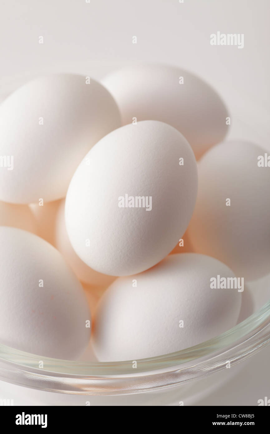 Nahaufnahme eines Stapels von Eiern Stockfoto
