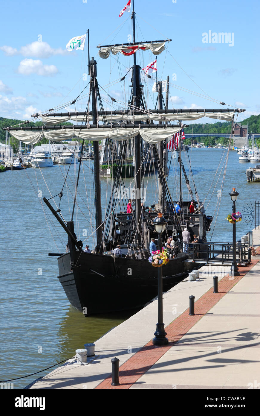 Die Replik Schiff Pinta in den Hafen von Rochester NY. Stockfoto