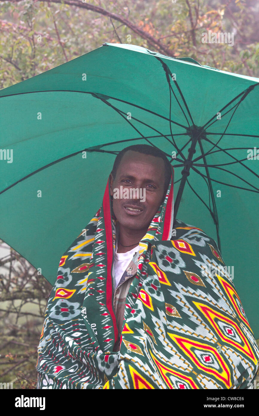 Porträt eines Mannes in Äthiopien Simien Mountains Nationalpark. Stockfoto