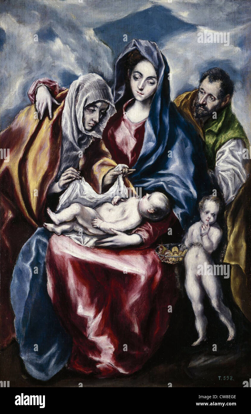 El Greco die Heilige Familie mit St. Anna und St. Johannes 1600 Prado-Museum - Madrid Stockfoto