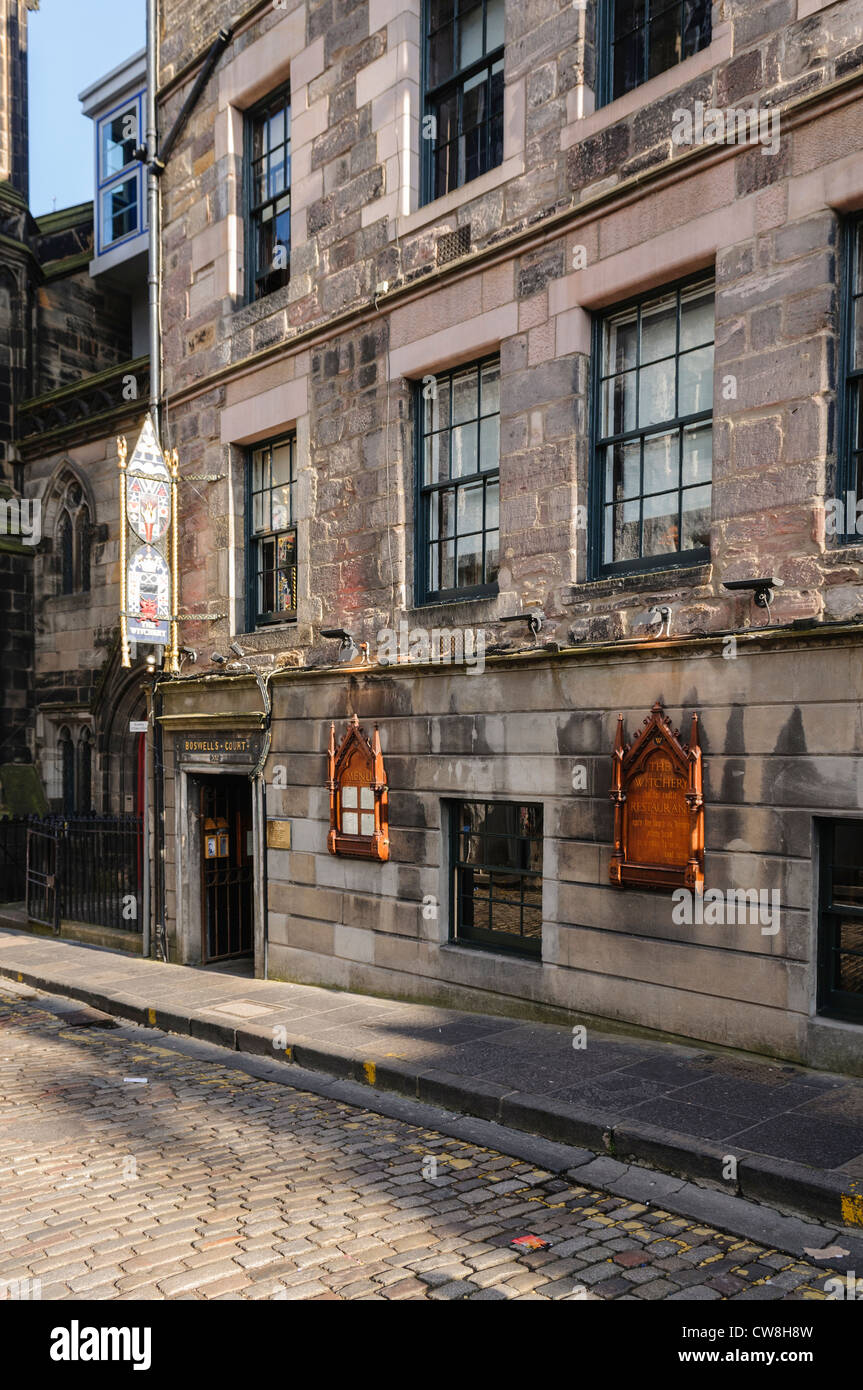 Die Hexerei durch das Schlossrestaurant in der Royal Mile in Edinburgh. Inhaber der AA 5 Sterne Auszeichnung und AA Rosette. Stockfoto