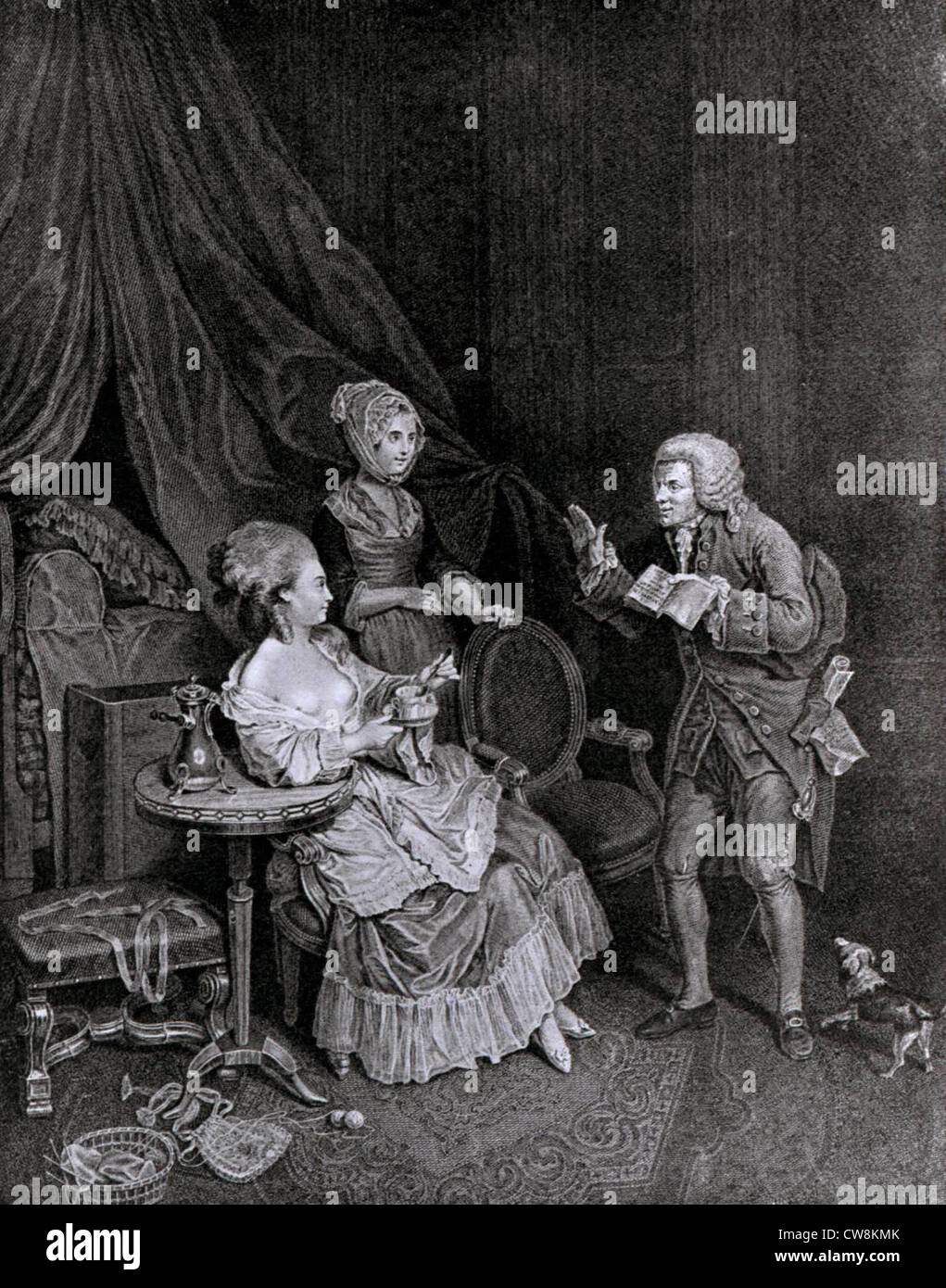 Kupferstich von Wille, Widmung ein episches Gedicht Stockfoto