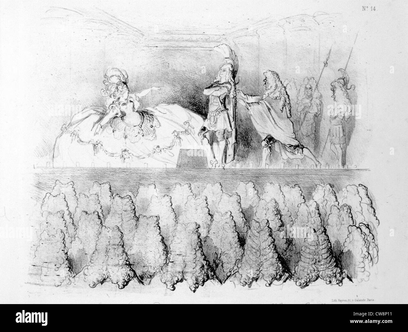 Vorsprechen für eine Tragödie von Racine am Hof von Versailles, Abbildung Stockfoto