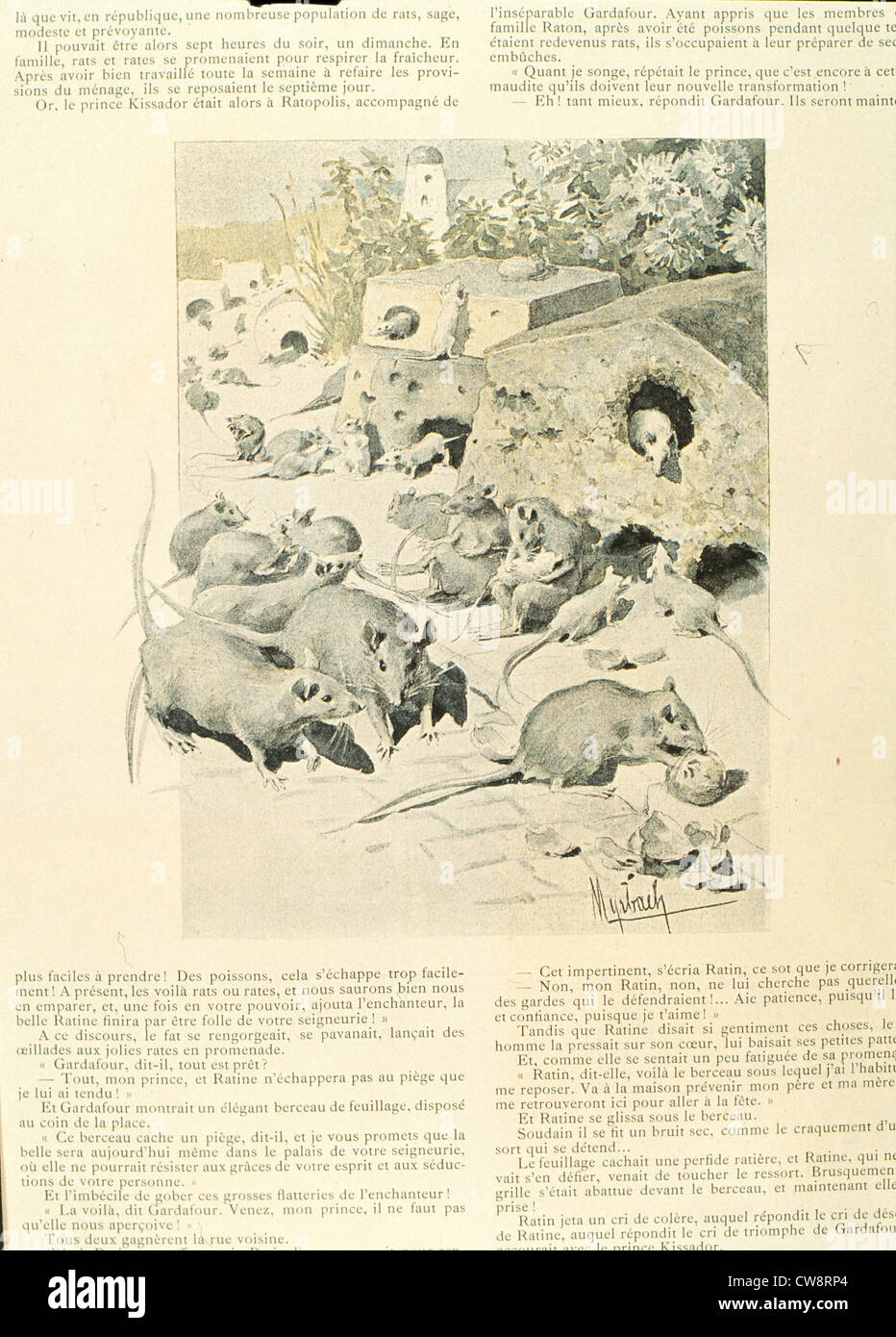 Die Abenteuer Mr Ratte seine Familie Kurzgeschichte Jules Verne Abbildung Myrbach Stockfoto