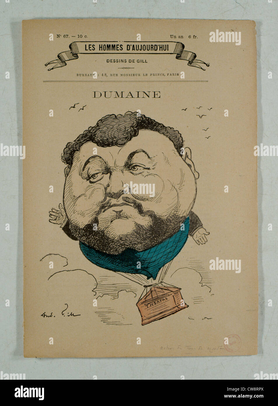 Karikatur Gill französischer Schauspieler Dumaine in "Around World in 80 Days" Jules Verne Stockfoto
