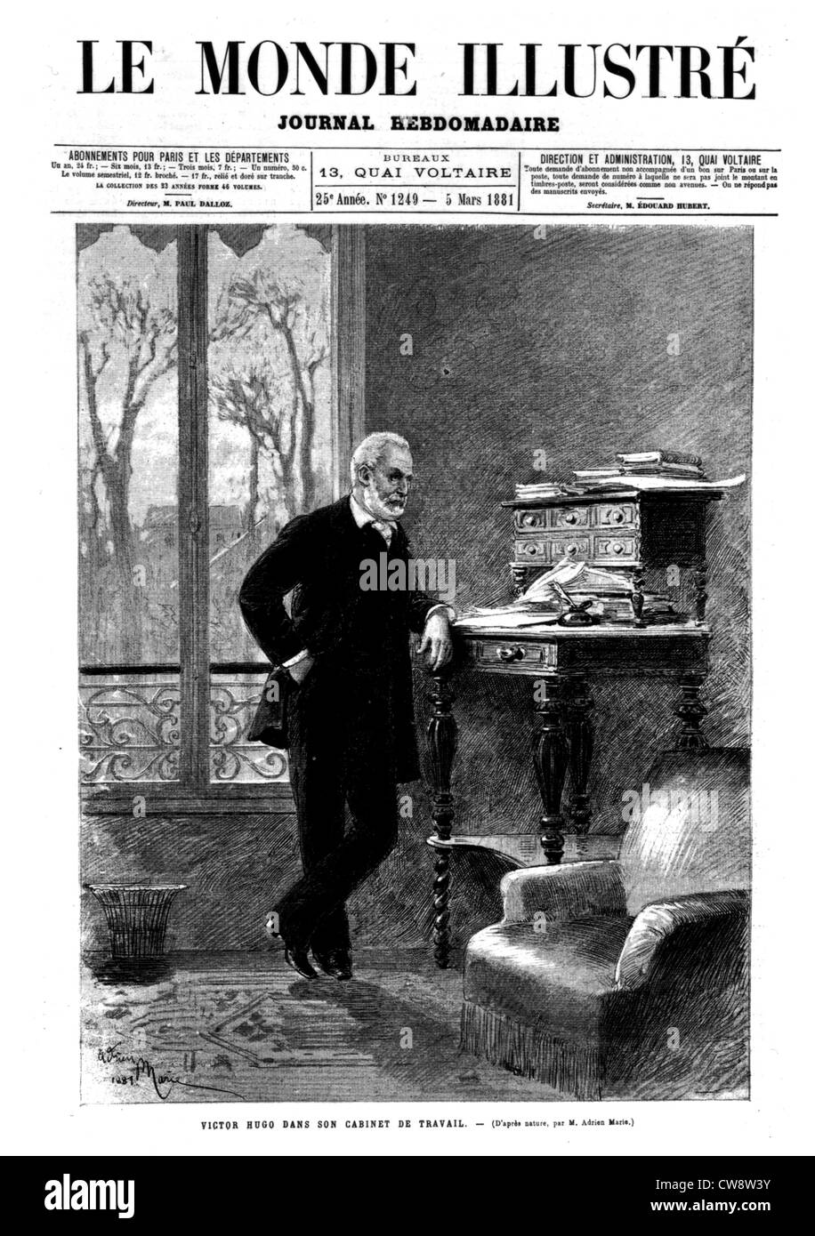 Victor Hugo in seinem Arbeitszimmer Stockfoto