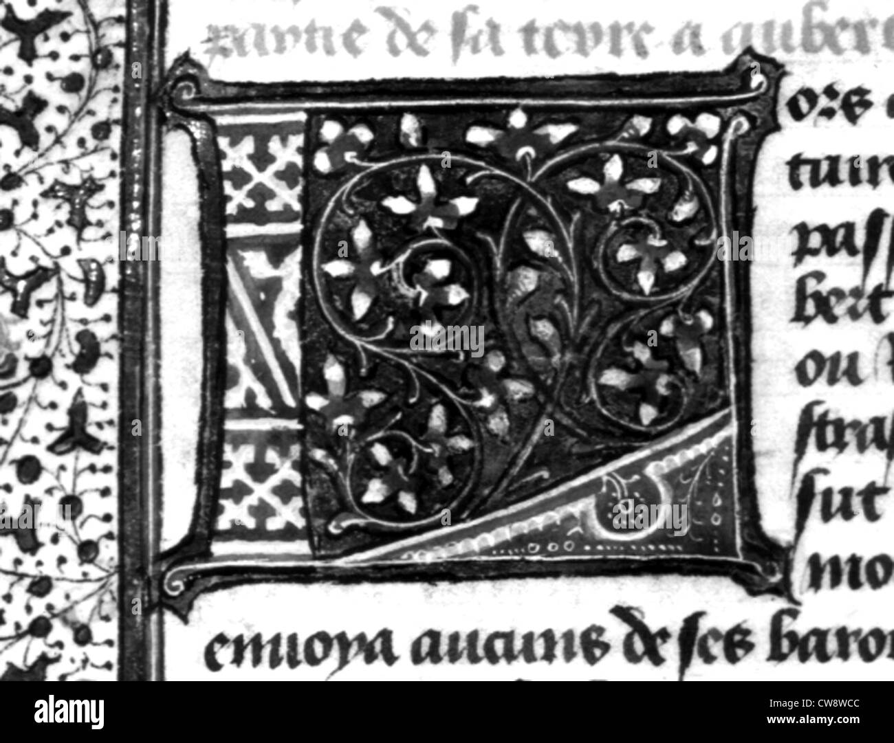 Les Grandes Chroniques de France große Chroniken Frankreich herrschen Dagobert 1. König Franks 629 639 Anfangsbuchstaben D Manuskript Stockfoto