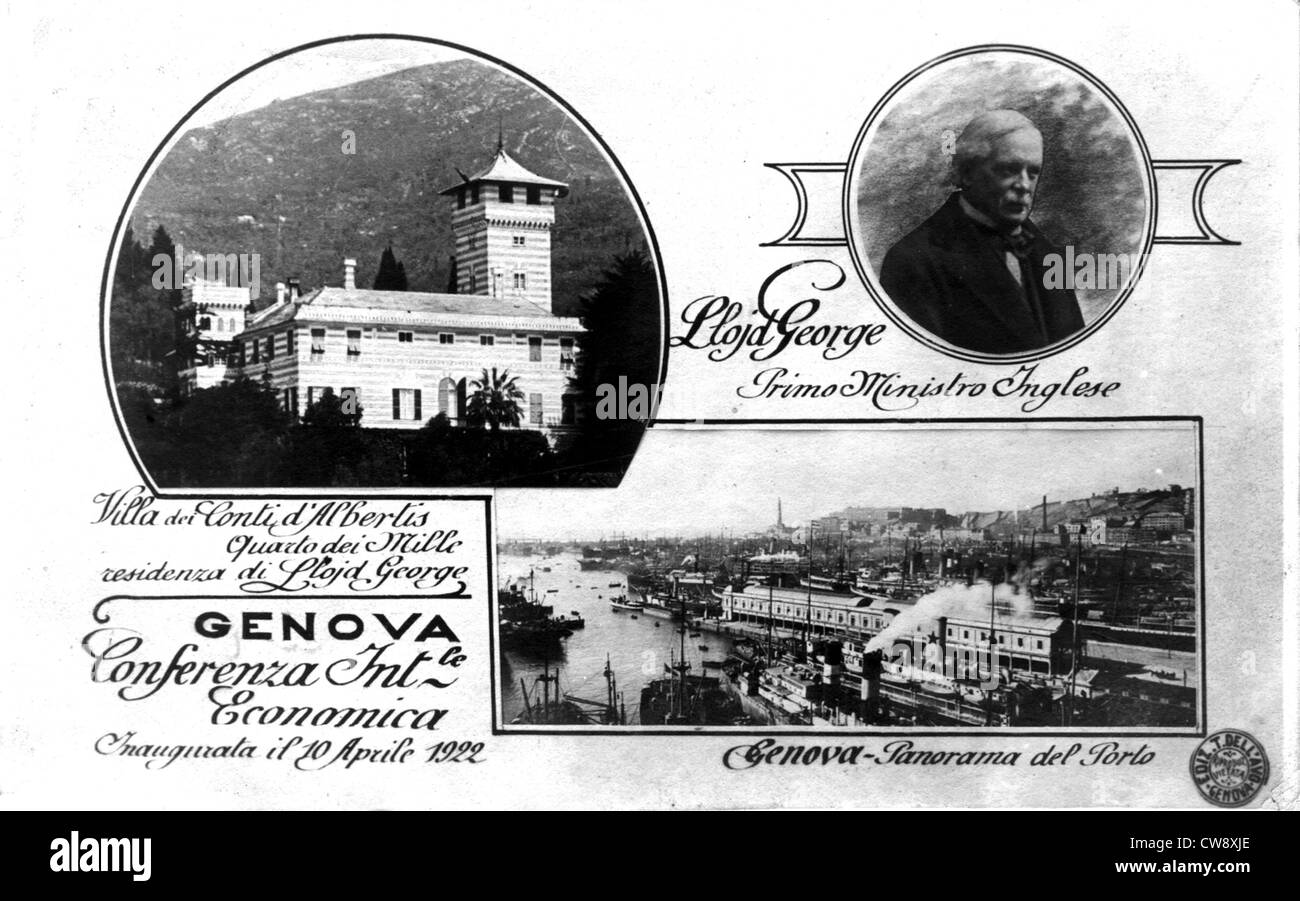 S.D.N. (Gesellschaft Nationen) - Genua Konferenz - Lloyd George britische Premierminister Stockfoto