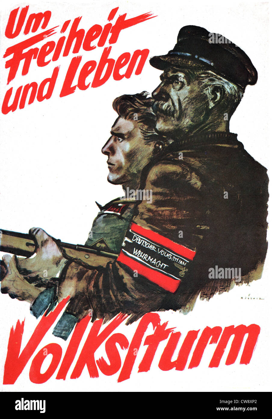 Propagandaplakat der letzten Reservisten mobilisieren. Stockfoto