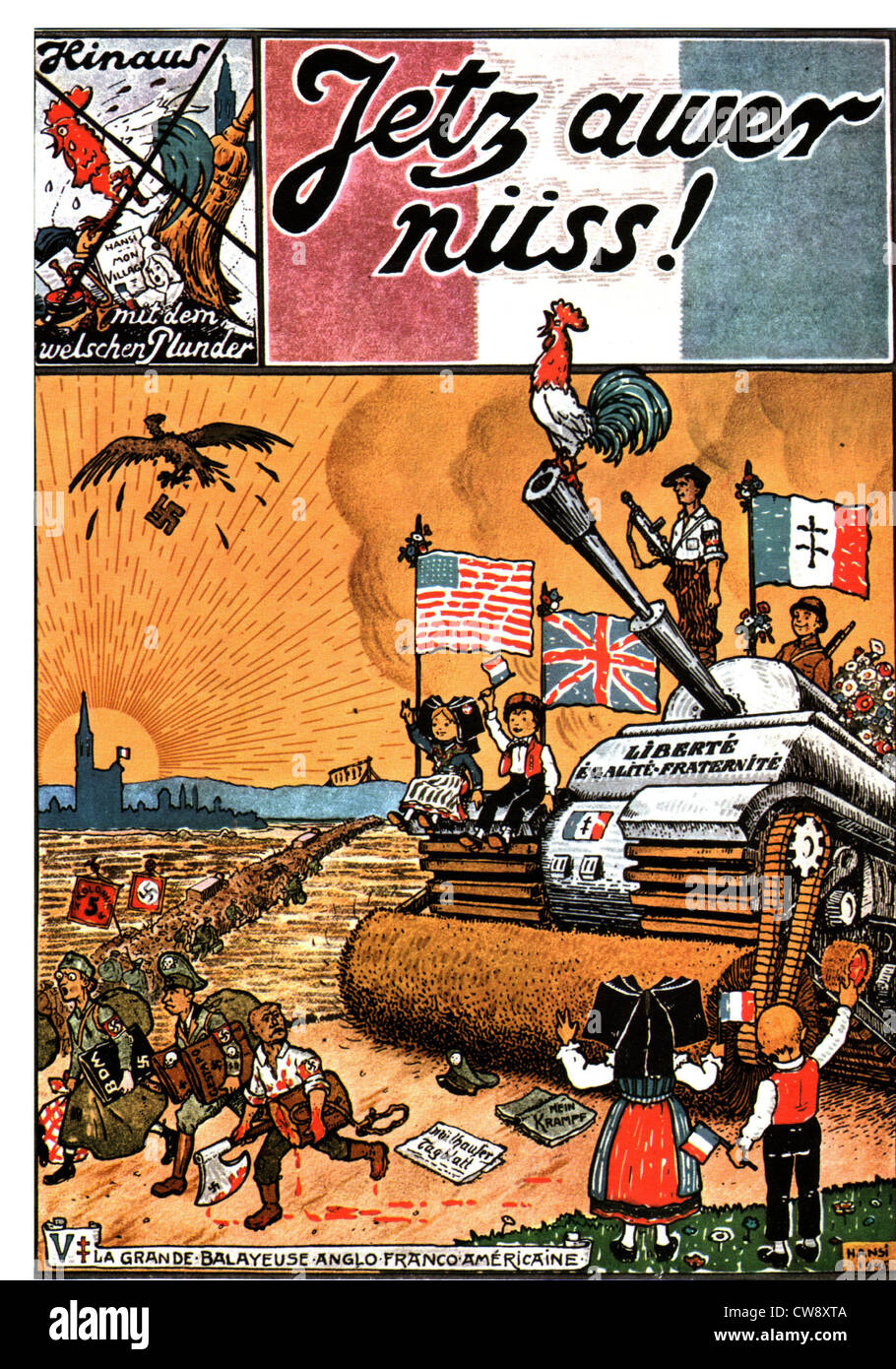 Plakat von Hansi feiert den Sieg der Alliierten Stockfoto