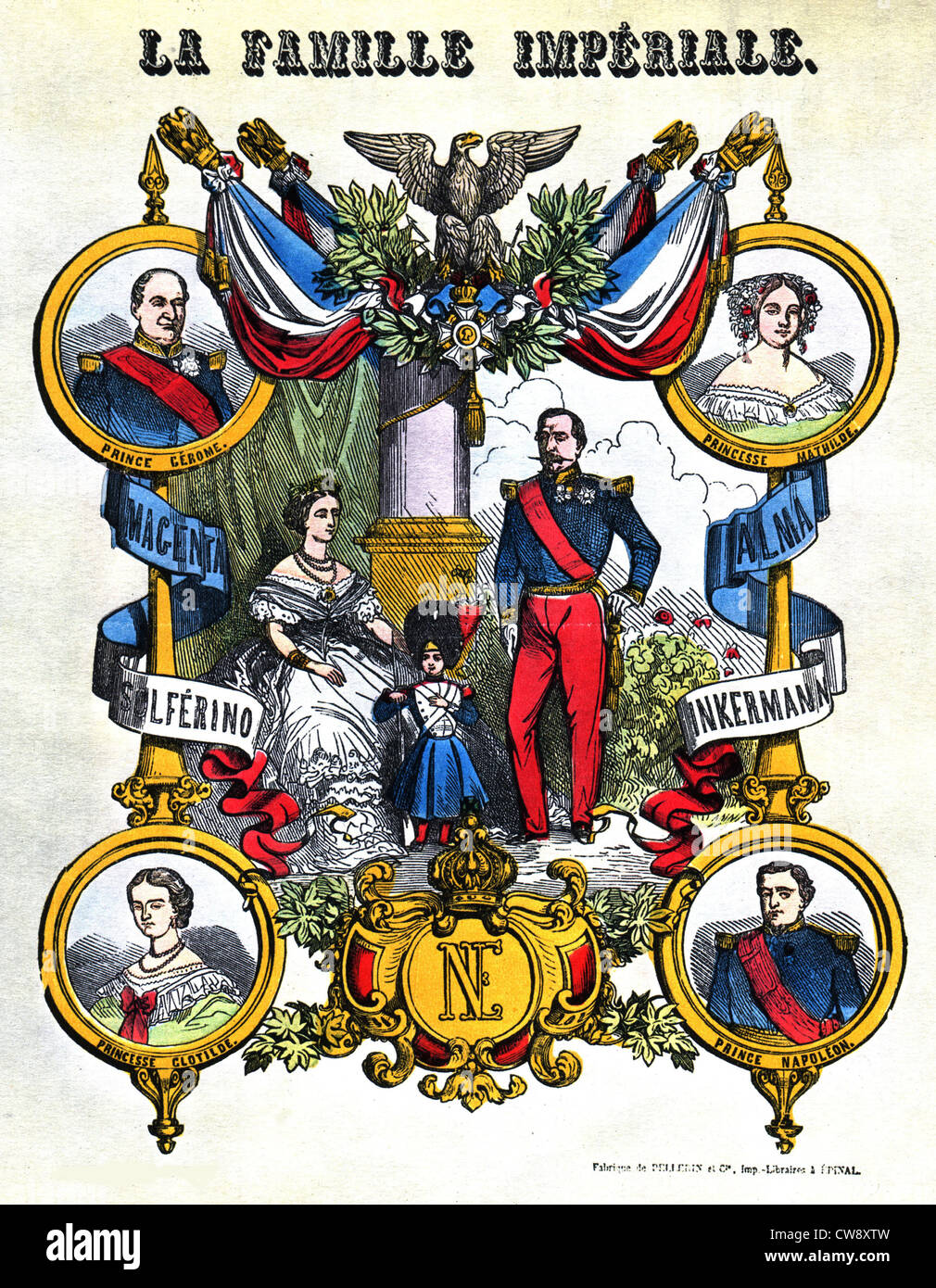 Epinal beliebte print Napoleon III kaiserlichen Familie Stockfoto