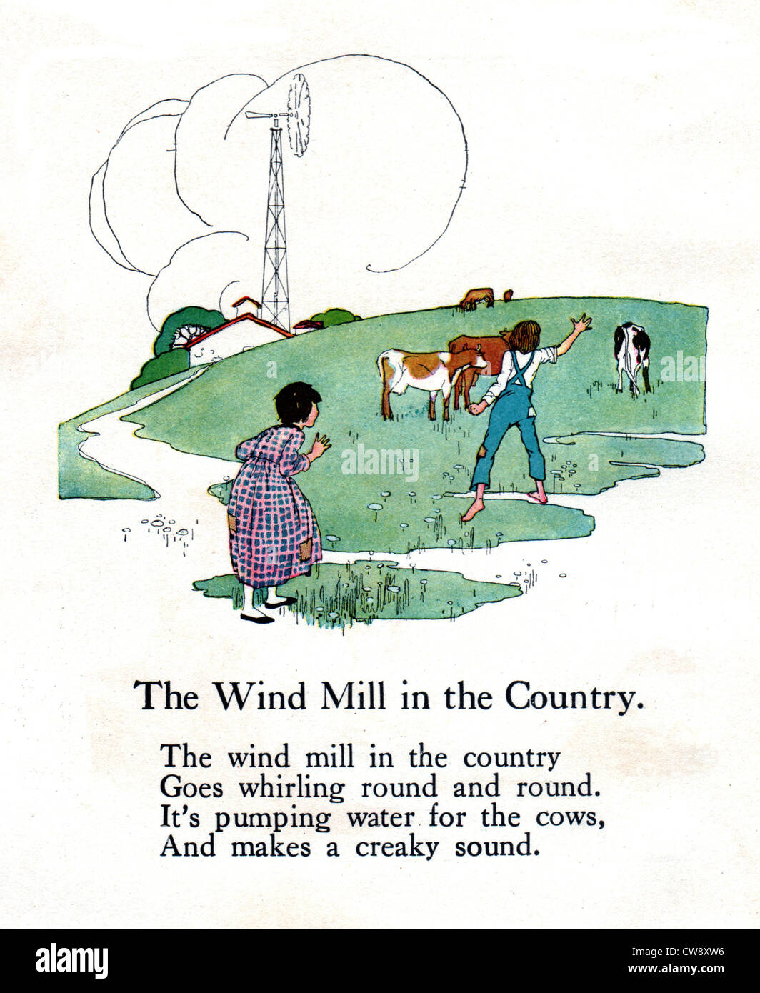 Reime Olive Beaupre Miller: "Sunny reimt sich glückliche Kinder": "die Windmühle im Land" Stockfoto