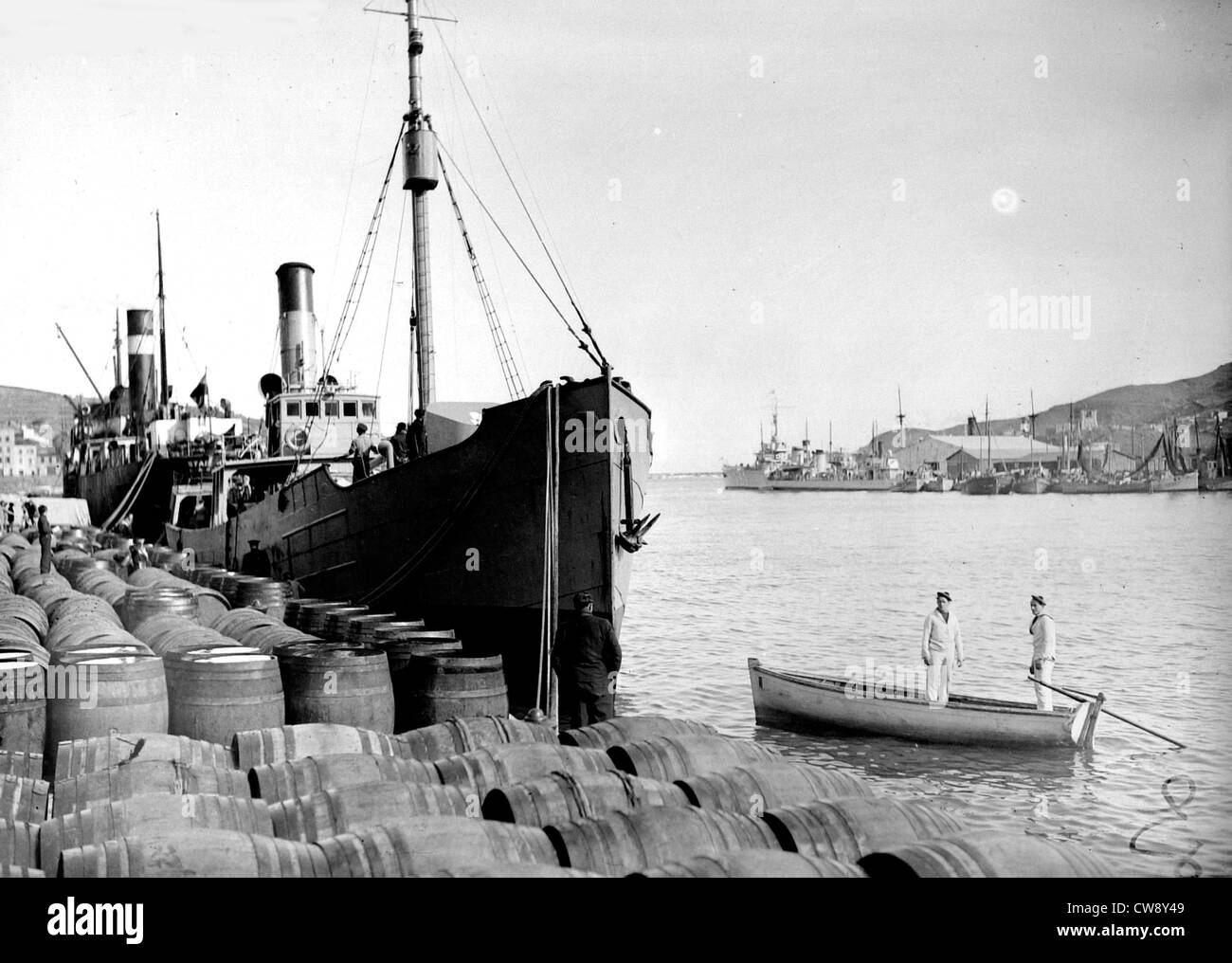 Spanischen Flüchtlinge. Bei Port-Vendres Entwaffnung Republikanischen Garde Stockfoto