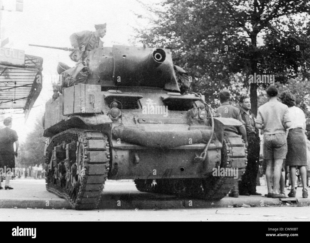 Ein Panzer Leclerc Division während der Befreiung Paris (August 1944) Stockfoto