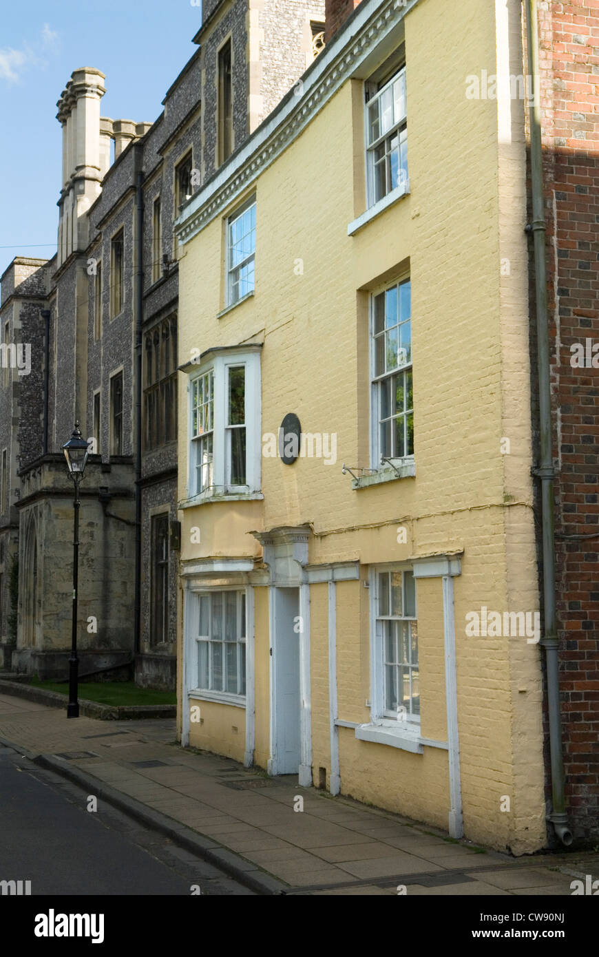 Jane Austen lebte und starb hier im Parlament am 18. Juli 1817. College Street Winchester, Hampshire. UK HOMER SYKES Stockfoto