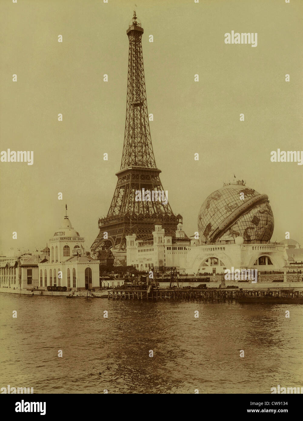 Paris. 1900 Weltausstellung. Eiffelturm Grand Globe Céleste. Stockfoto
