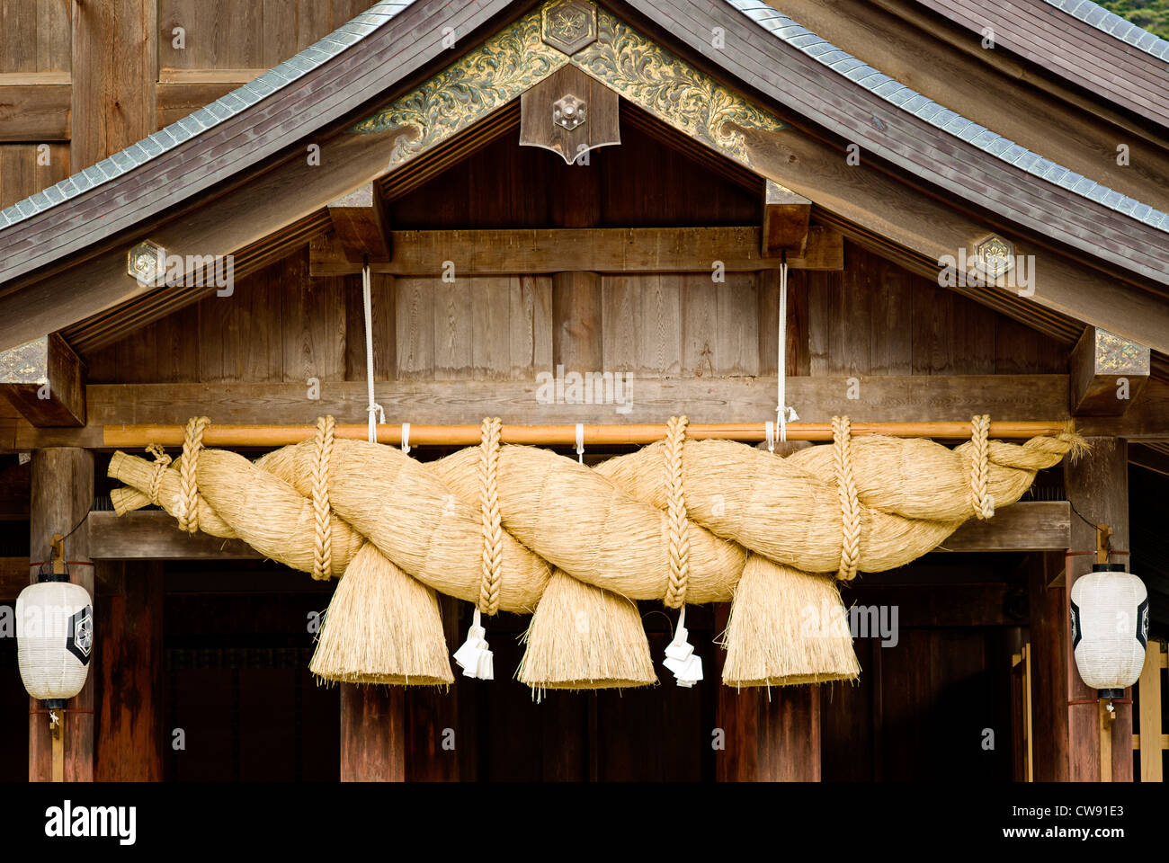 Izumo Taisha, Izumo Schrein Shinto-Schrein mit Shimenawa oder Heilige Stroh Seil in Shimane-Präfektur, Japan. Stockfoto