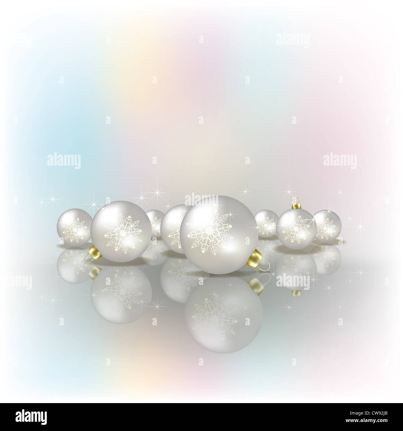 Abstrakte Gruß mit Perlen Weihnachtsschmuck auf hellem Hintergrund Stockfoto
