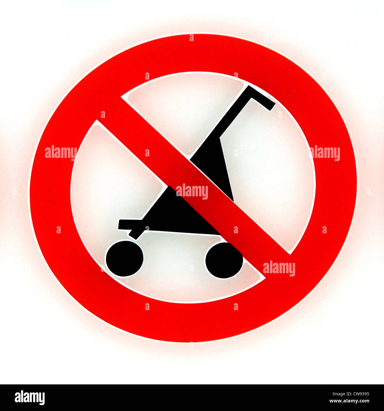Symbolfoto, Kinderwagen verboten Schild Stockfoto