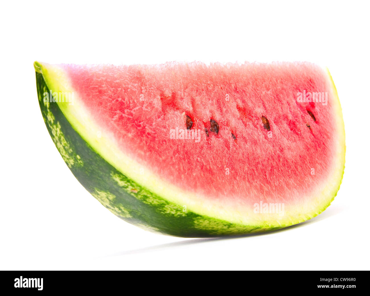 Wassermelone Stück Detail isoliert auf weißem Hintergrund Stockfoto
