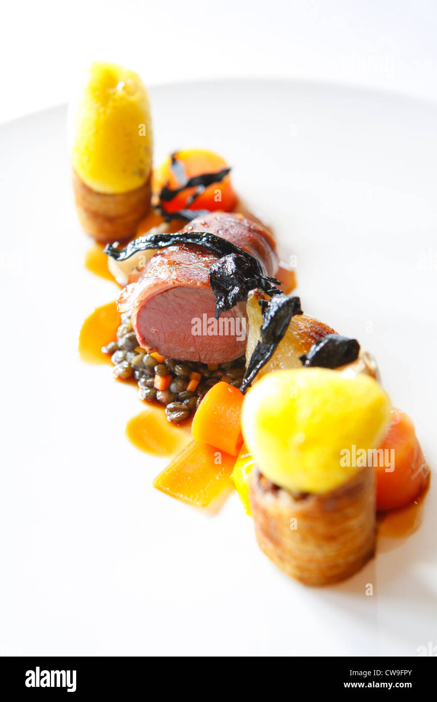 Essen von Turners Harborne. Michelin-Sternen ausgezeichneten Restaurant. Harborne, Birmingham. Stockfoto