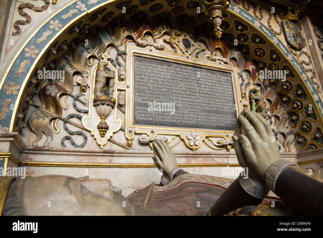 Grab des Earl of Leicester in der Marienkirche, Warwick, Warwickshire, England, UK Stockfoto