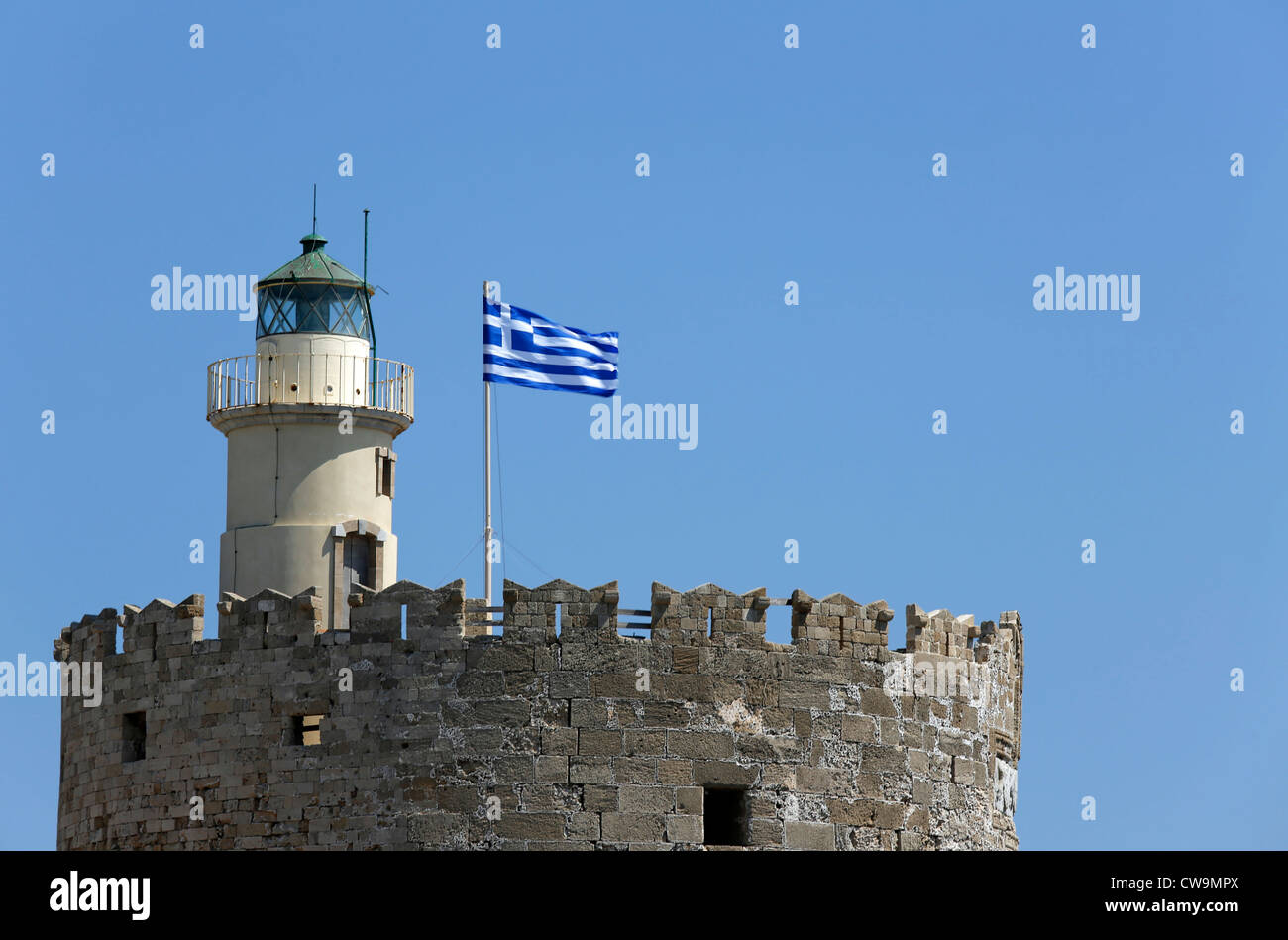 Festung von Saint Nicolas, Mandraki Hafen, Rhodos, Griechenland Stockfoto