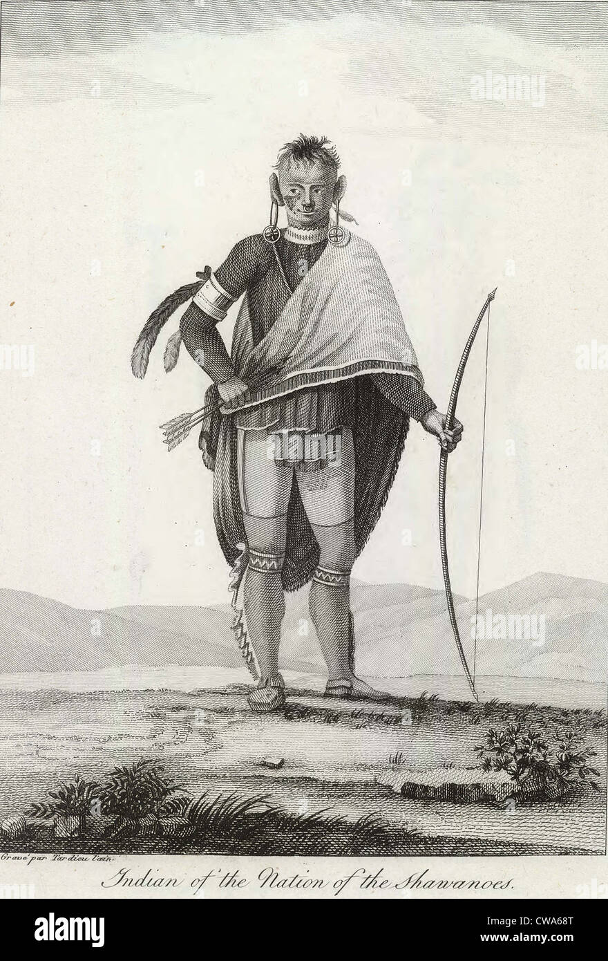 Inder der Nation von Shawanoes (Shawnee) war eine Algonkin sprechenden North American Indian Menschen gelebt in den Mittel- Stockfoto