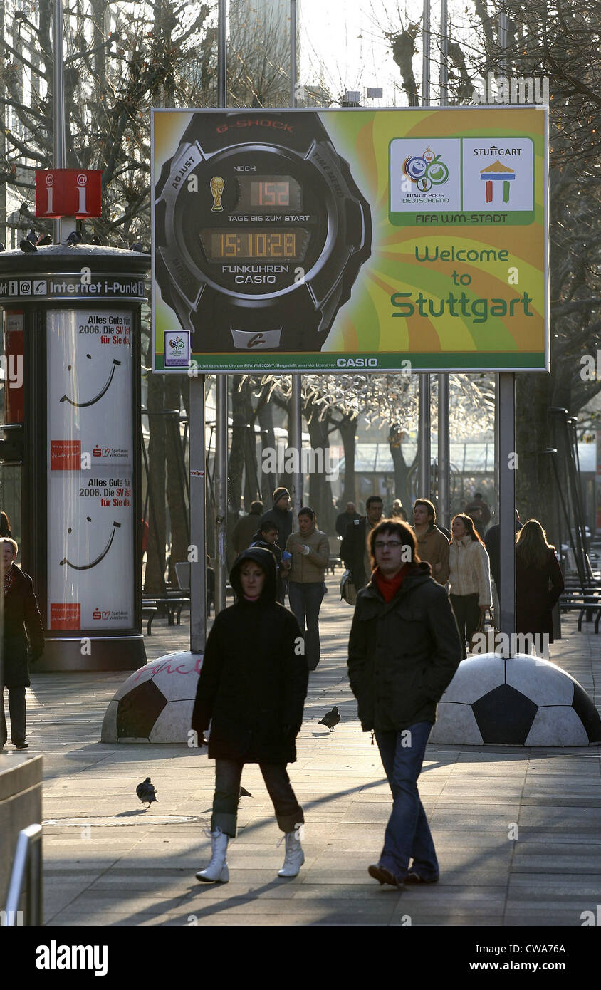 Herzlich Willkommen Sie in Stuttgart - FIFA WM 2006 Kampagne Stockfoto