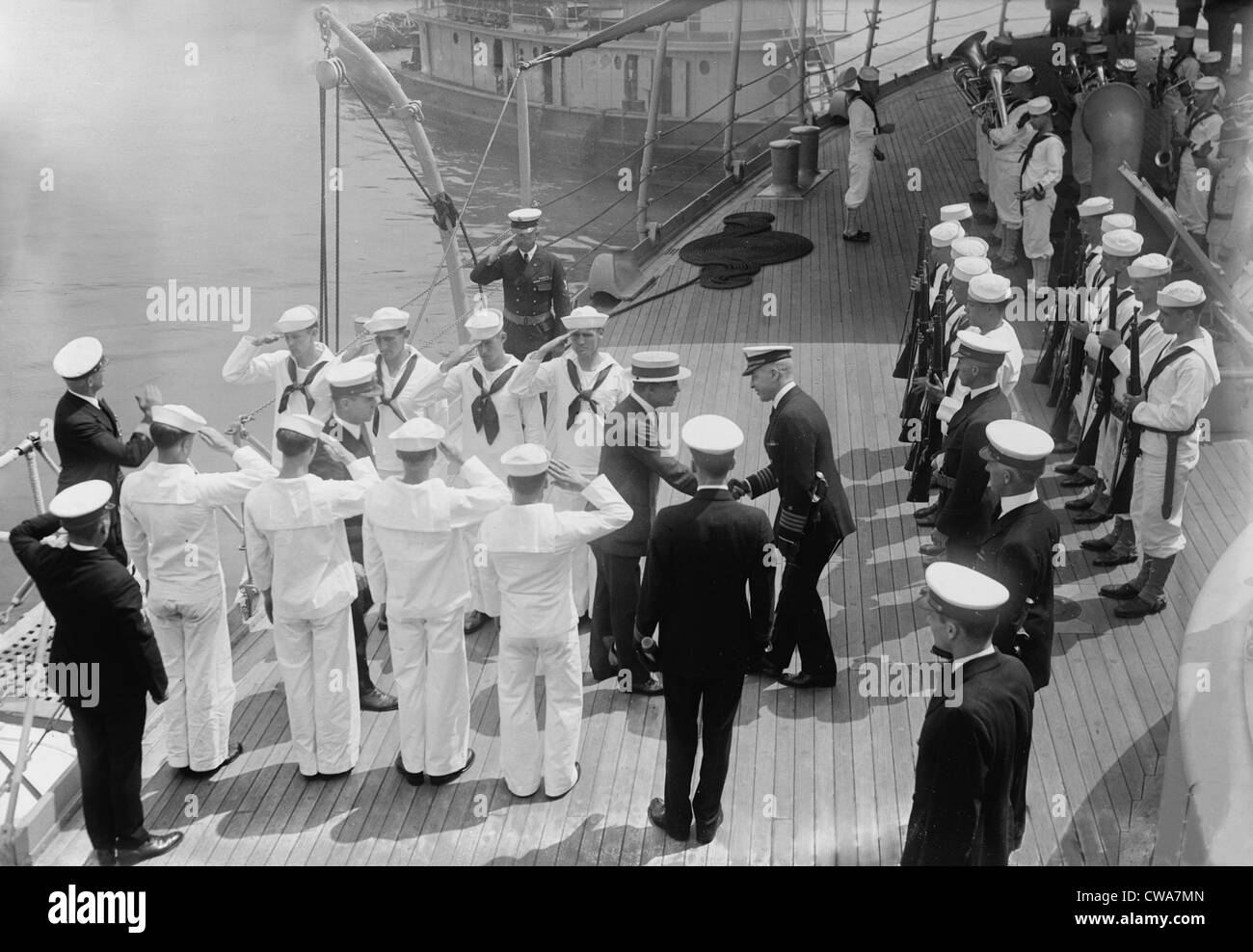 Roosevelt erhielt am USS Illinois war er stellvertretender Sekretär der Marine im ersten Weltkrieg. Stockfoto
