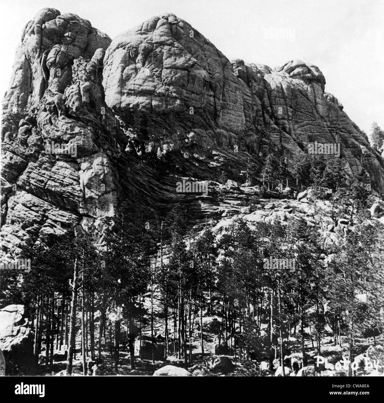 RUSHMORE Berg-Berg vor die modellierte Gesichter von Washington, Jefferson, Lincoln und Roosevelt... Höflichkeit: CSU Stockfoto