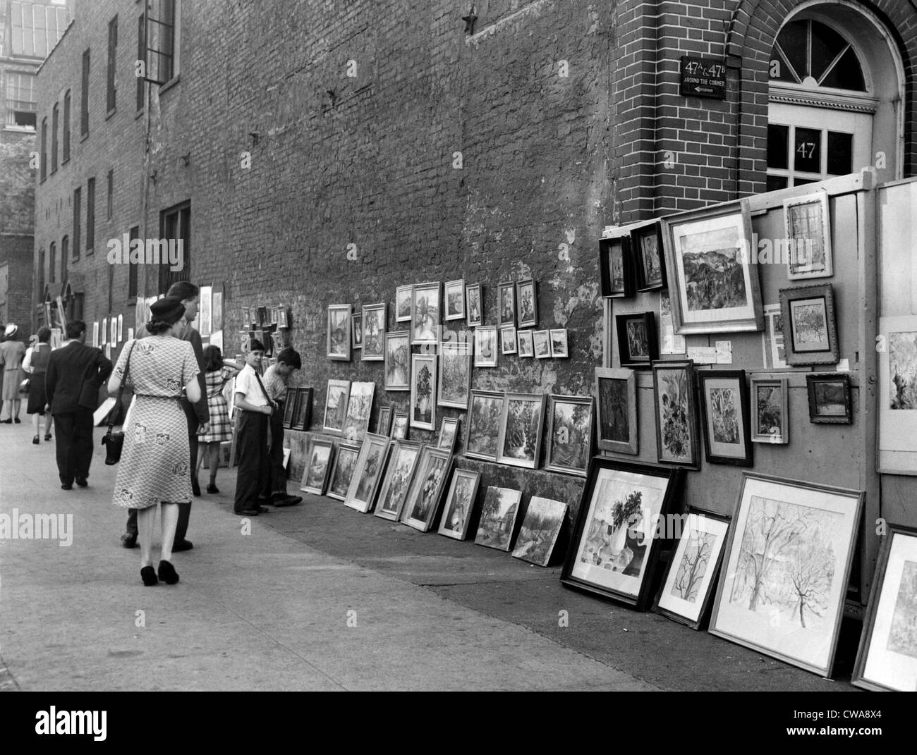 Greenwich Village Künstler stellen ihre Arbeit, New York City, 2. Juni 1947. Höflichkeit: CSU Archive/Everett Collection Stockfoto