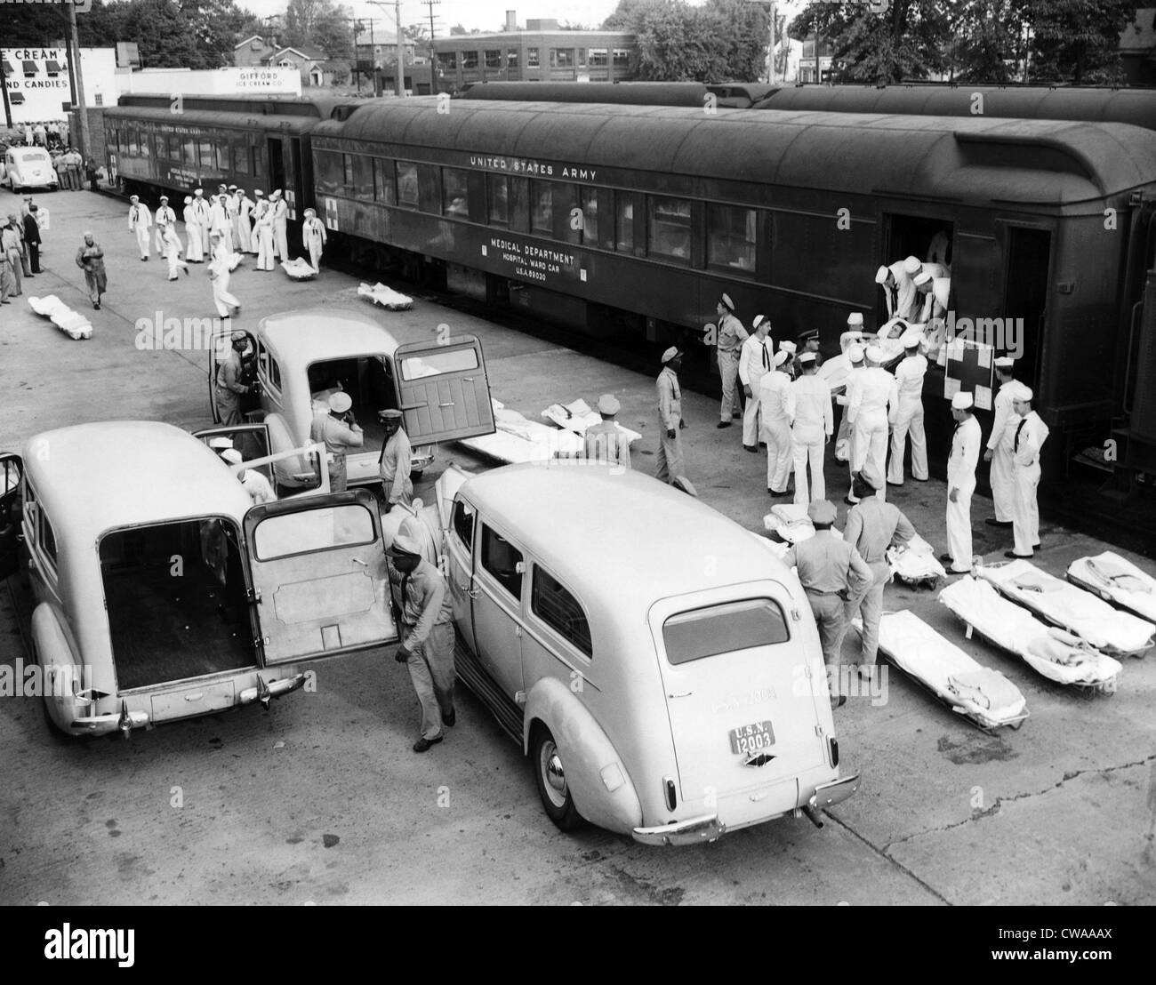 Die Marine ist verwundet von der Invasion der Normandie, Washington DC, 1. August 1944 nach Hause gebracht. Höflichkeit: CSU Stockfoto