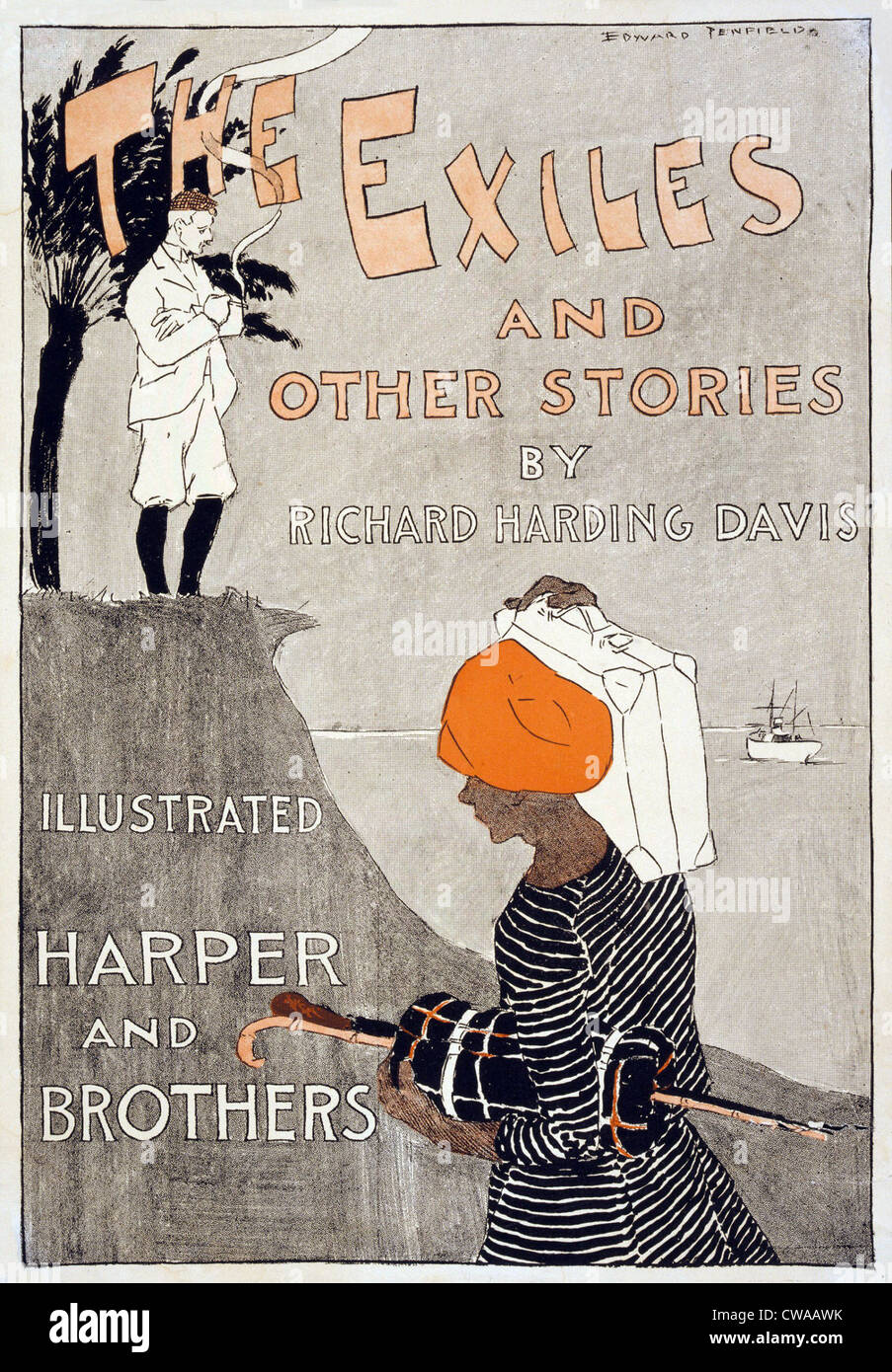 Plakatwerbung Richard Harding Davis' (1864-1916) Buch, "The Exiles and Other Stories." 1894. Stockfoto