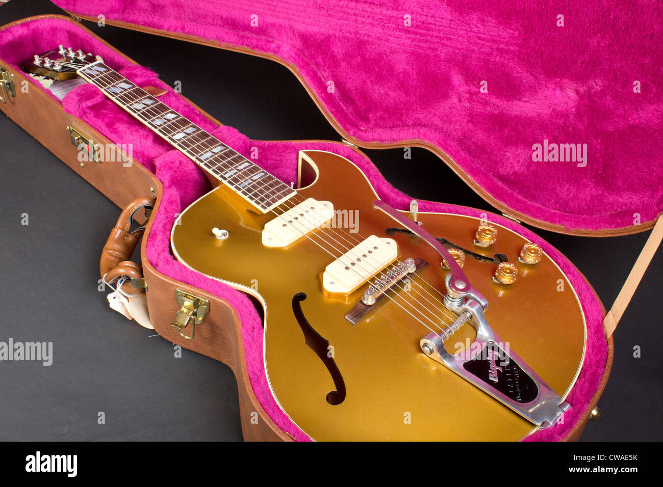 Schöne Vintage Gibson ES295 hollow Body-Gitarre im Fall Stockfoto