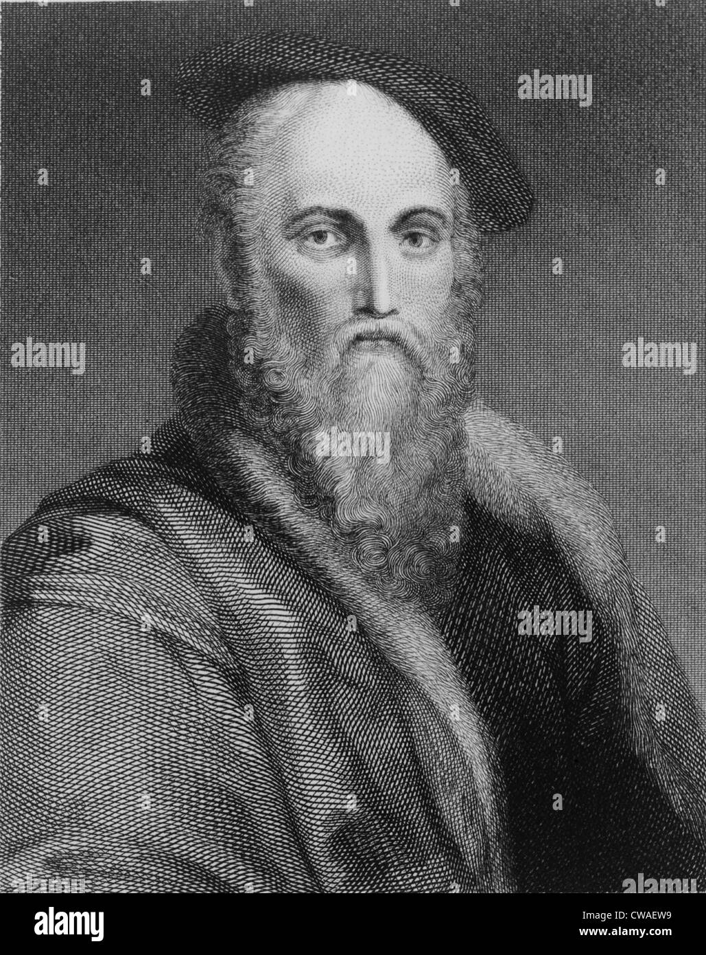 Sir Thomas Wyatt (1503-1542), englischer Dichter.  19. Jahrhundert Gravur von Holbein Malerei. Stockfoto