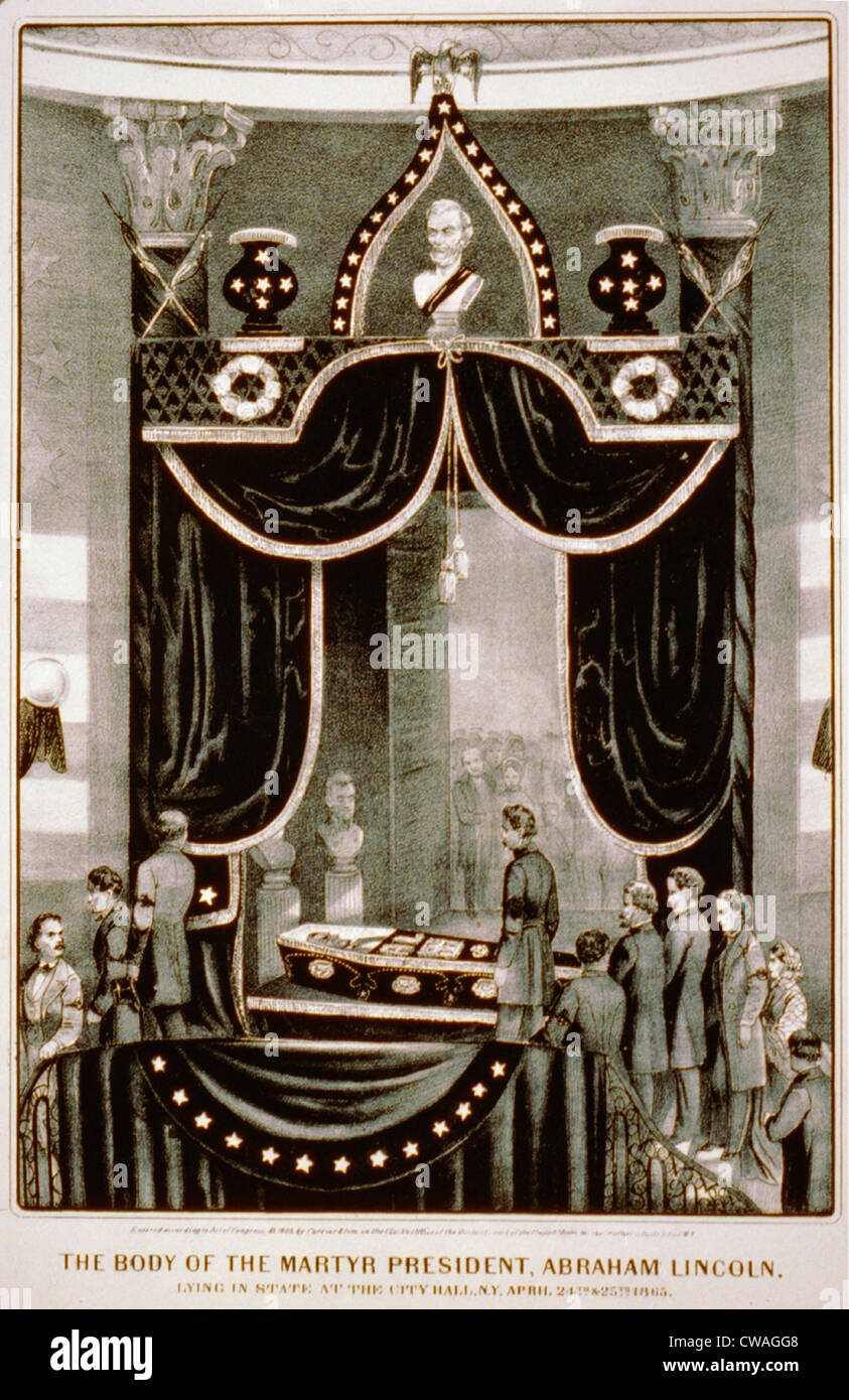 Abraham Lincolns Körper Lügen im Zustand in der City Hall, 24-25 April 1865 N.Y. Stockfoto