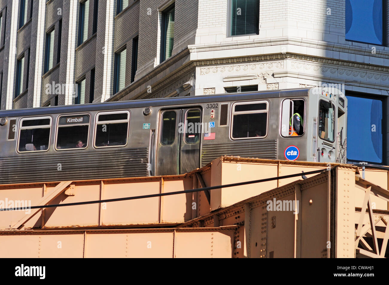 CTA (Chicago Transit Authority) braune Linie Rapid Transitzug USA-Illinois-Chicago Stockfoto