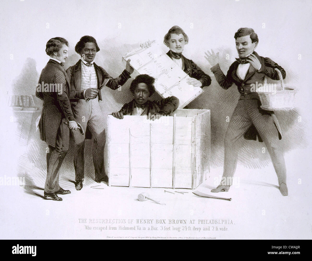 Henry Brown (1815 –?), so oft im Volksmund genannt Henry Box braun, weil er Sklaverei entkommen, indem er sich in ausgeliefert Stockfoto