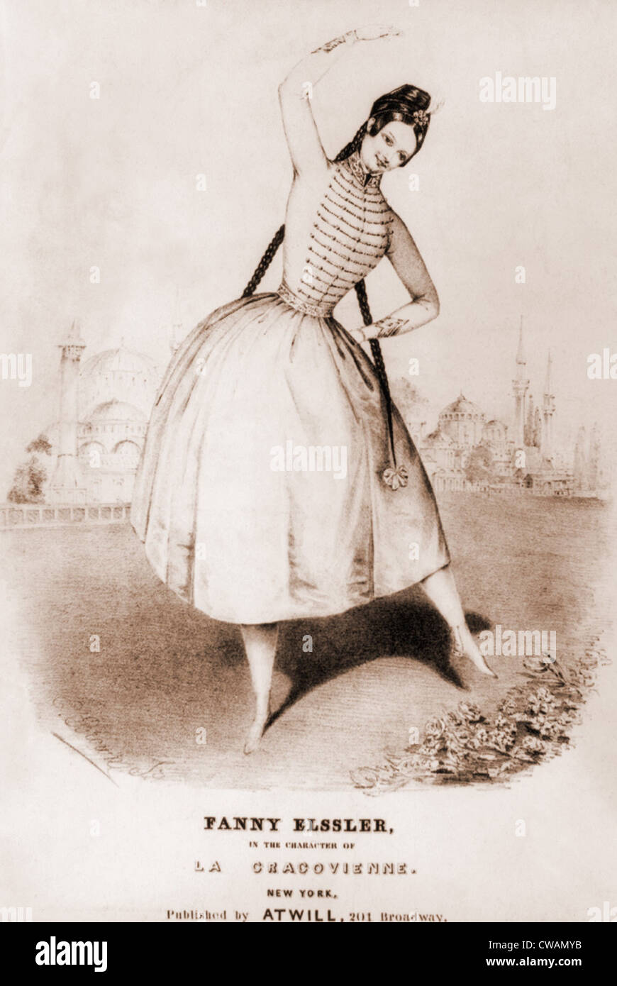 Fanny Elssler (1810-1884). Österreichischen Ballerina, Tanz als Zeichen des La Cracovienne aus Maziliers Ballett La Gipsy. Stockfoto