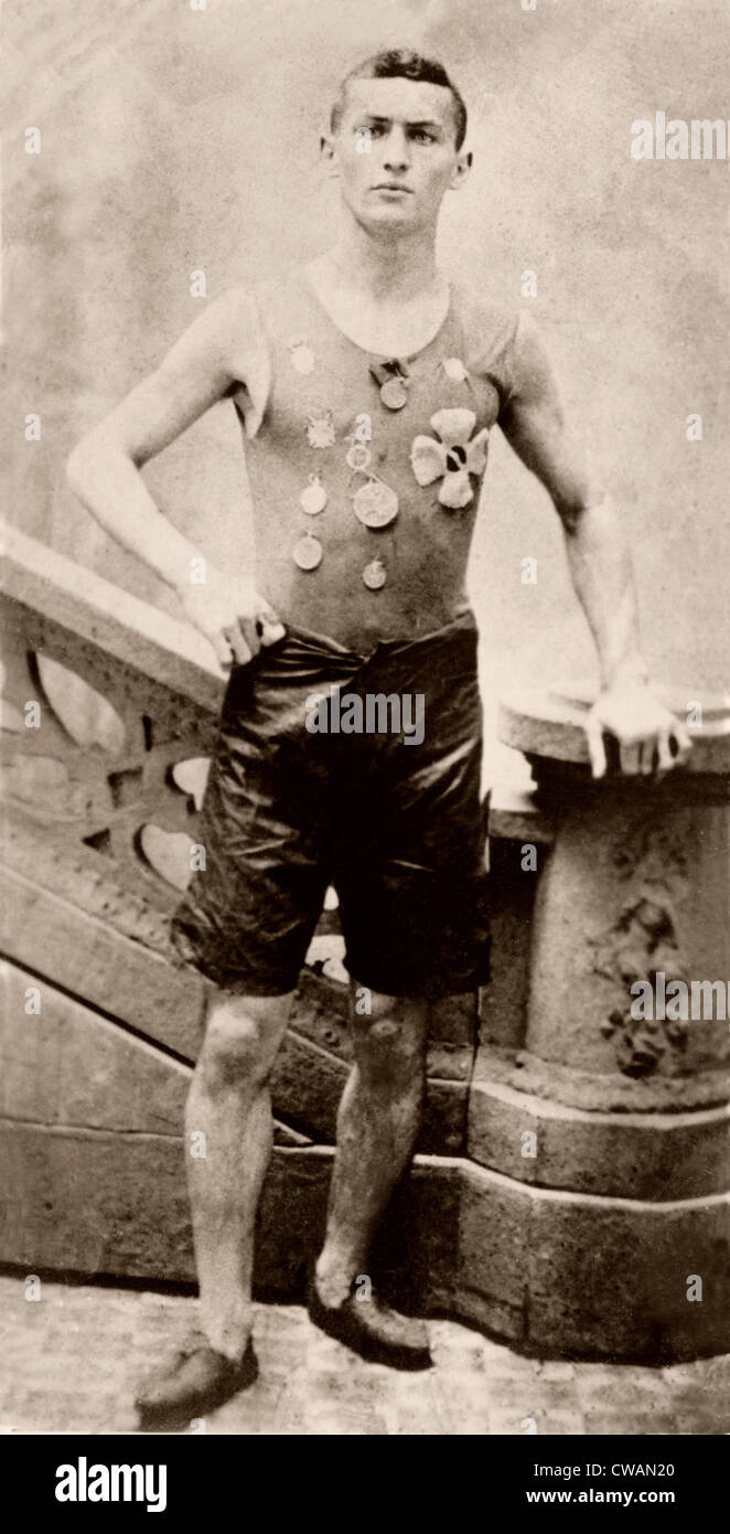 Harry Houdini (1874-1926), 1890, als sein Name noch Ehrich Weiss war.  Er trägt Medaillen gewann er als Mitglied der Stockfoto