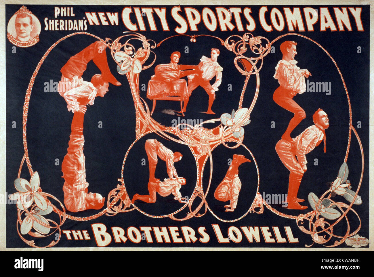 Vaudeville Troupes enthalten oft akrobatische Handlungen, wie die Brüder Lowell. 1899. Stockfoto
