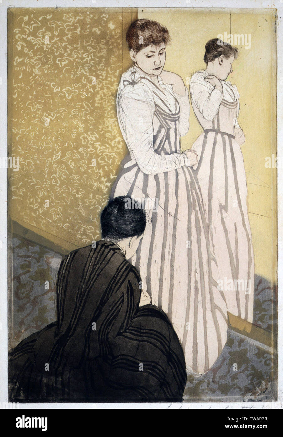 Mary Cassatt Radierung, die Montage, 1891.  Cassatt beeinflusst amerikanischen Sammler, Werke der französischen Impressionisten zu erwerben. Stockfoto