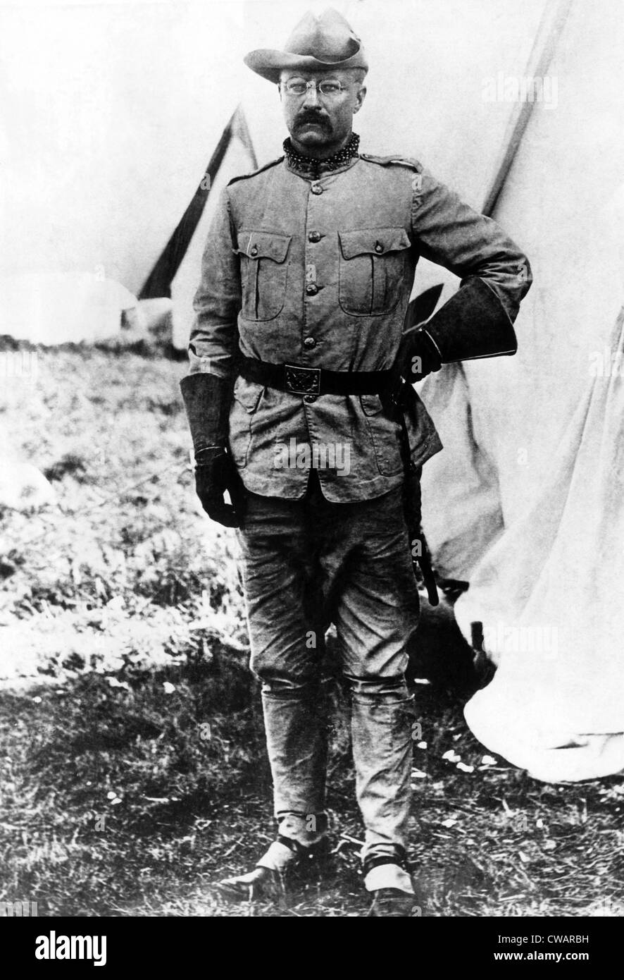 Oberst (und späteren US-Präsidenten) Theodore Roosevelt (1858-1919), im Dienst im Feld während des Spanisch-Amerikanischen Krieges Stockfoto