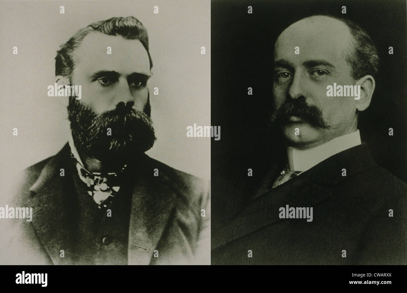 Charles Dow und Edward Jones, Mitbegründer der Dow Jones & Company im Jahr 1882, ein Wall Street Finanznachrichten Service, das wurde den Stockfoto
